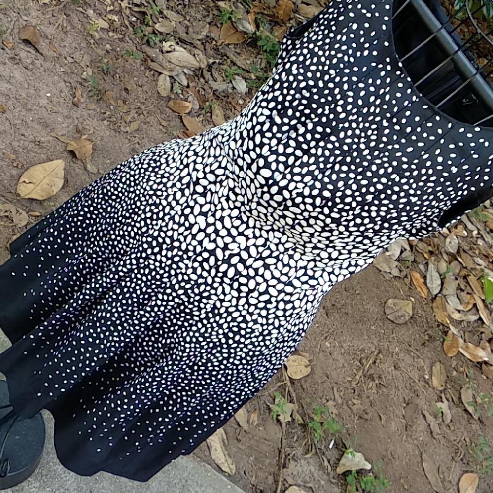 Black and white pleated dress